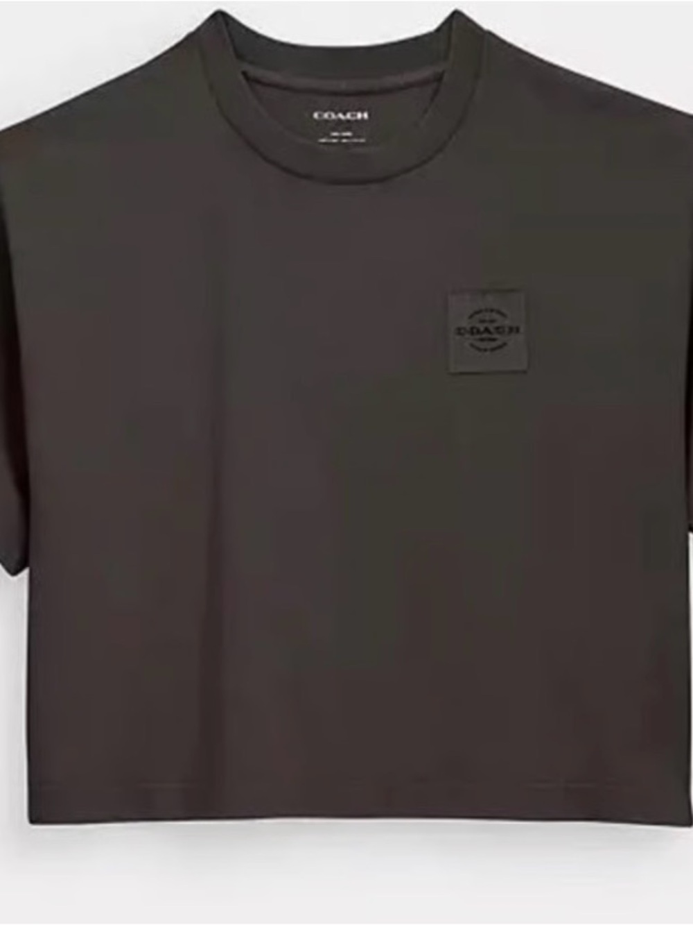 COACH Women’s Smoke Grey Cropped Crewneck T-Shirt NWOT